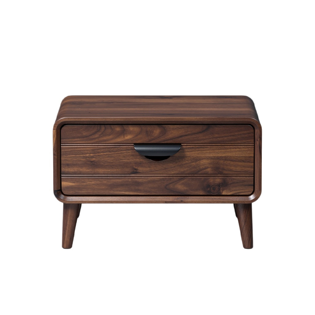Modern Wooden Nightstand with Single Drawer and Sleek Handle