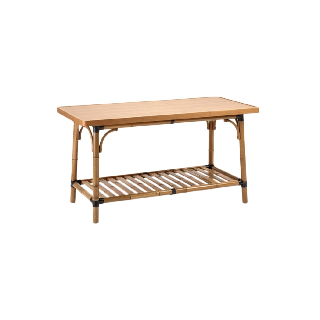 Modern Bamboo Dining Table with Storage Shelf