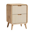 Modern Wooden Nightstand with Two Drawers and Minimalist Design