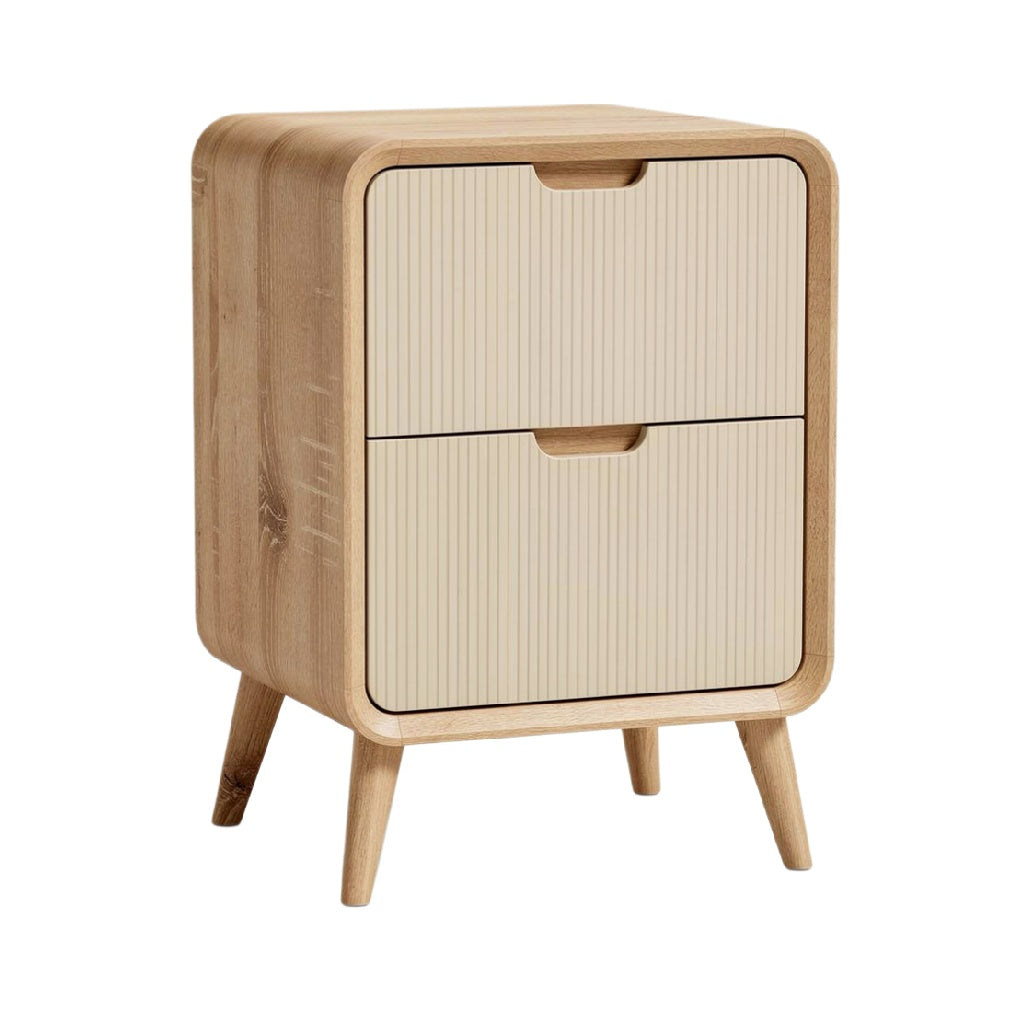 Modern Wooden Nightstand with Two Drawers and Minimalist Design